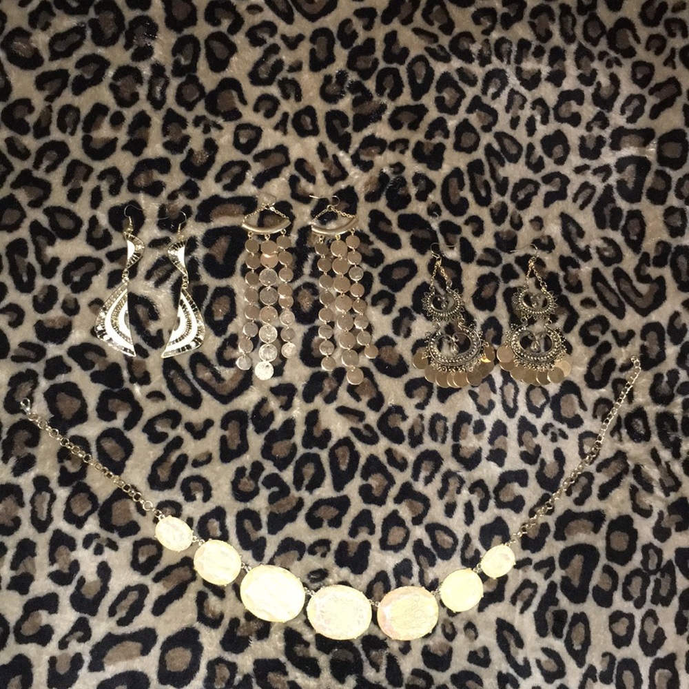 3 Pairs Of Earrings/One Necklace